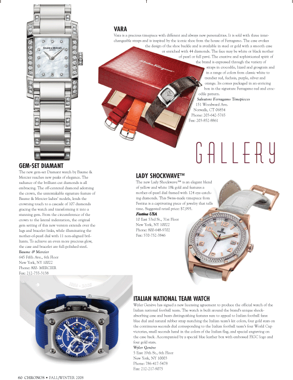 Chronos magazine feature on American watchmaking