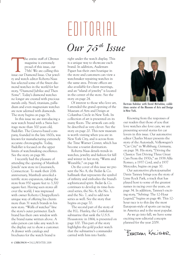 Chronos magazine feature on American watchmaking