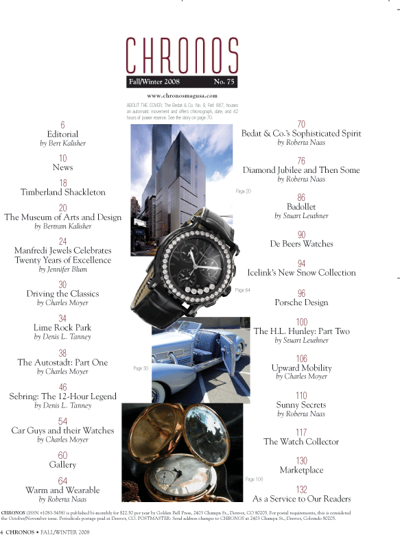 Chronos magazine feature on American watchmaking